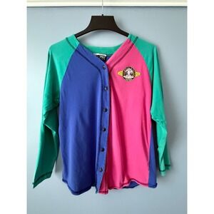 Vintage Fido Dido NY Baseball Shirt Adult Medium 80s‎ Colorblock 7up Cotton Rare